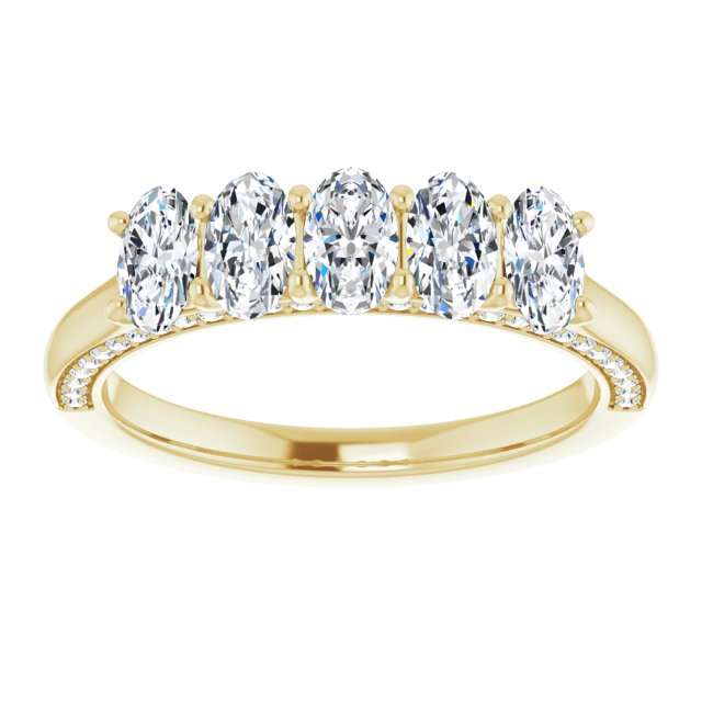 1.29 ct. Oval and Round Cut Diamond Wedding Band 5 Stone Anniversary Ring-VIRABYANI